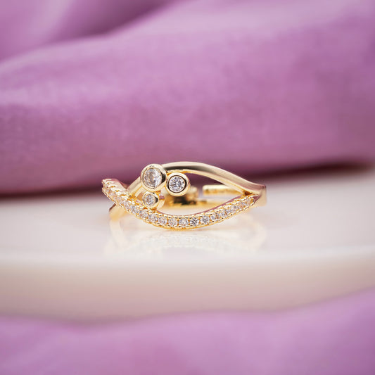 Rose gold crossover pavé crystal cluster ring