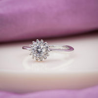 Zarina Bloom – Silver Starburst Halo Solitaire Crystal Ring for Women