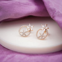 Starflower Rose Gold CZ Circle Stud Earrings