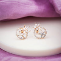 Starflower Rose Gold CZ Circle Stud Earrings