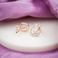 Starflower Rose Gold CZ Circle Stud Earrings