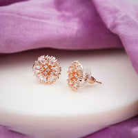 Dahlia Rose Gold CZ Sunburst Stud Earrings
