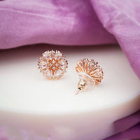 Dahlia Rose Gold CZ Sunburst Stud Earrings