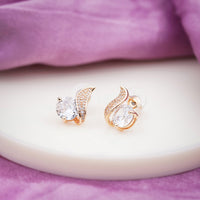 Flame Rose Gold Solitaire CZ Stud Earrings