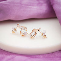 Flame Rose Gold Solitaire CZ Stud Earrings