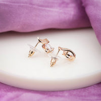 Flame Rose Gold Solitaire CZ Stud Earrings