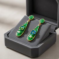 Emerald Bloom Teardrop Earrings for Women