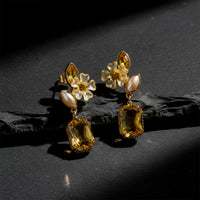 Citrine Petal Drop Earrings for Women