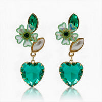 Emerald Heart Drop Earrings for Women