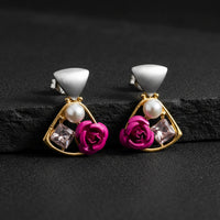 Rose Noir Crystal Drop Earrings for Women