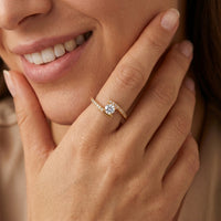 Soleil Gold CZ Solitaire Bypass Pavé Adjustable Ring