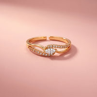 Infinita Rose Gold Marquise CZ Wave Band Adjustable Ring