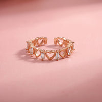 Amara Rose Gold Baguette CZ Open Heart Eternity Adjustable Ring