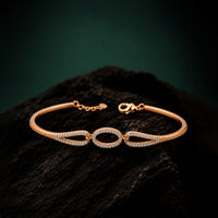 Vrittha Rose Gold CZ Open Oval Link Bangle Bracelet