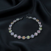 Multicolour Gemstone Halo Tennis Bracelet
