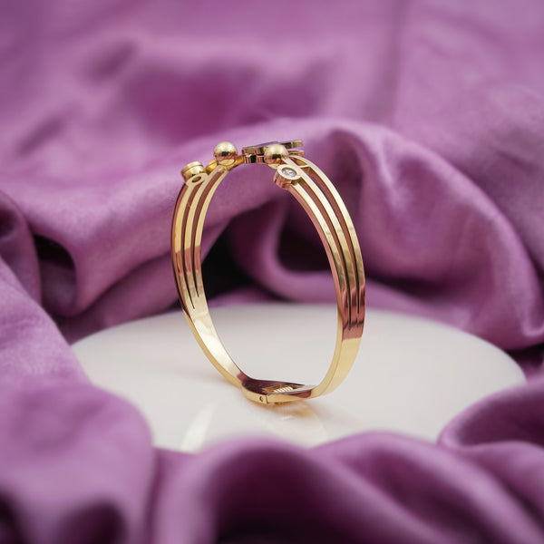 Noir Butterfly Gold Triple Bar Kada Bangle