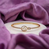 Spiral Gold CZ Kada Bangle