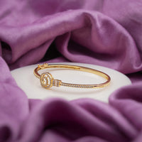 Spiral Gold CZ Kada Bangle