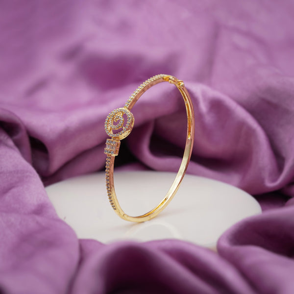 Spiral Gold CZ Kada Bangle