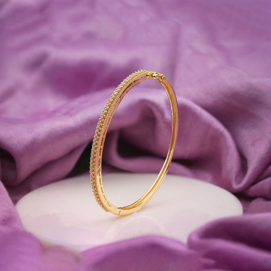 Lumière Gold triple-row CZ pavé kada bangle