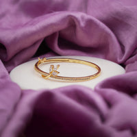 Petal Twist Gold CZ Marquise Kada Bangle