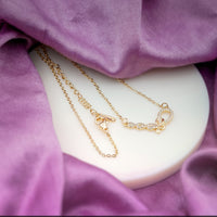 Flutter Gold CZ Marquise Leaf & Oval Pendant Necklace