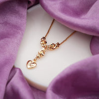 Stardrop Gold Ribbed Bead Station Heart Pendant Necklace
