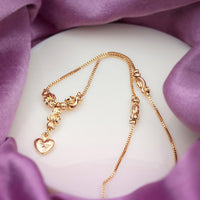Stardrop Gold Ribbed Bead Station Heart Pendant Necklace