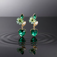 Emerald Heart Drop Earrings for Women
