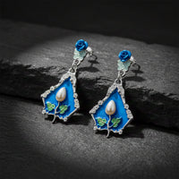 Royal Garden Enamel Panel Drop Earrings for Women