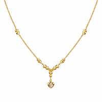 Stardrop Gold Ribbed Bead Station Heart Pendant Necklace