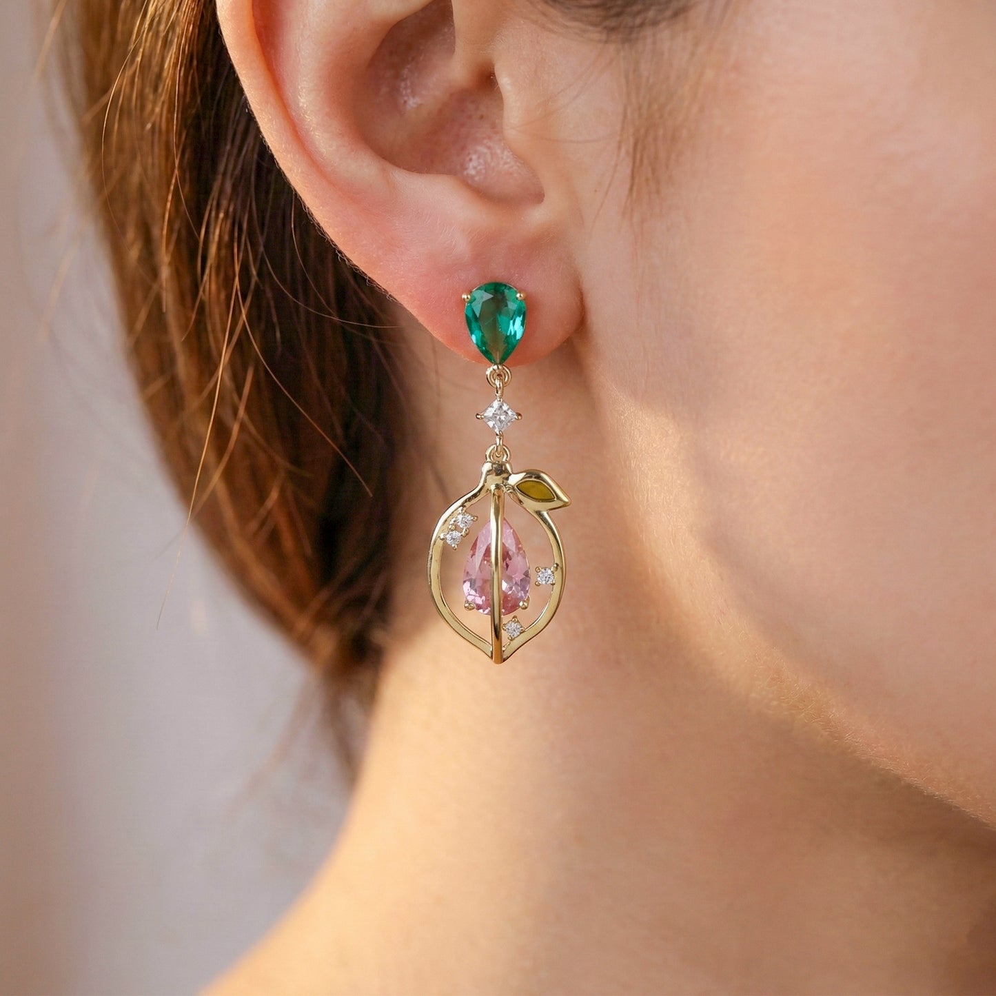 Emerald Blossom Drop Earrings