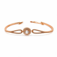Surya Rose Gold CZ Solar Halo Solitaire Bangle Bracelet
