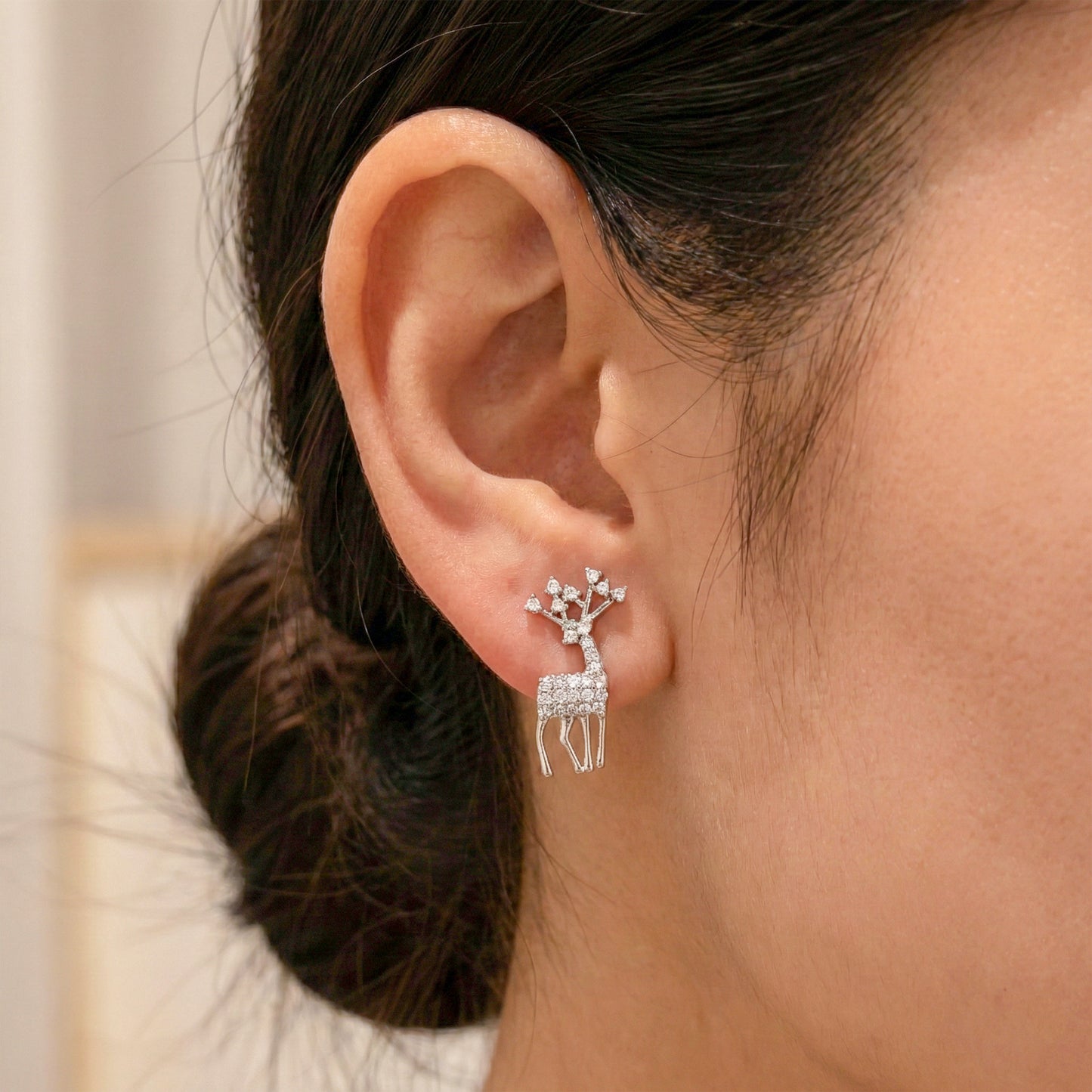 Crystal Stag Elegance Stud Earrings