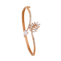 Ziya – Rose Gold Crystal Floral Kada for Women