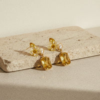 Citrine Petal Drop Earrings for Women