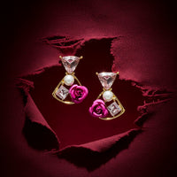 Rose Noir Crystal Drop Earrings for Women