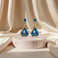 Royal Garden Enamel Panel Drop Earrings for Women