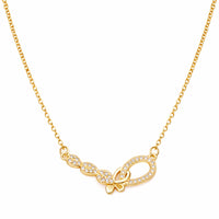 Flutter Gold CZ Marquise Leaf & Oval Pendant Necklace