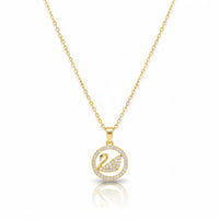 Swara Gold CZ Swan Medallion Pendant Necklace