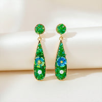 Emerald Bloom Teardrop Earrings for Women