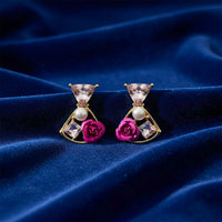 Rose Noir Crystal Drop Earrings for Women