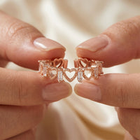 Amara Rose Gold Baguette CZ Open Heart Eternity Adjustable Ring