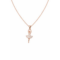 Aria Rose Gold CZ Ballerina Dancer Pendant Necklace