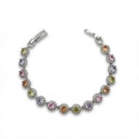 Multicolour Gemstone Halo Tennis Bracelet