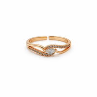 Infinita Rose Gold Marquise CZ Wave Band Adjustable Ring