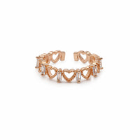 Amara Rose Gold Baguette CZ Open Heart Eternity Adjustable Ring