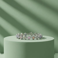 Pastel Clover Tennis Bracelet in Silver Tone