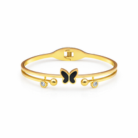 Noir Butterfly Gold Triple Bar Kada Bangle