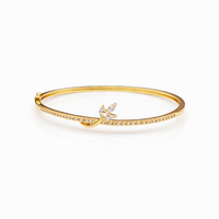 Petal Twist Gold CZ Marquise Kada Bangle